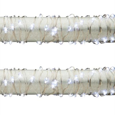 Everlasting Glow Set of 2 Outdoor Battery-Cool White LED Light Strings, 20 ft. Fairy Lights with Timer