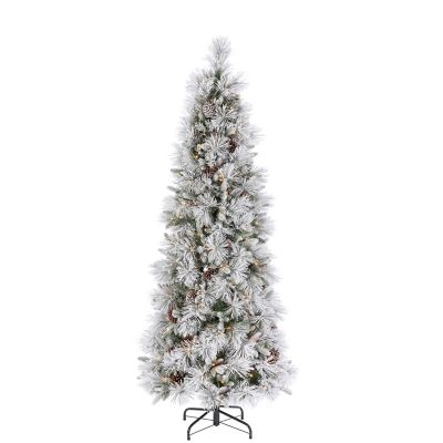 Sterling Lightly Flocked Narrow Snowbell Pine, 7.5 ft.