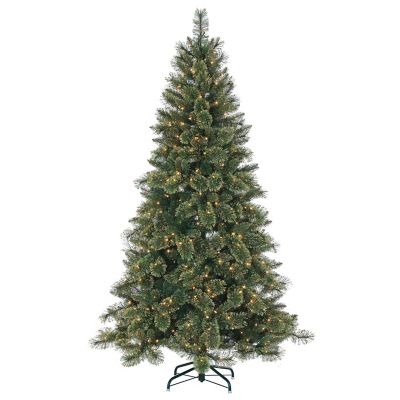 Sterling Gold Glitter Cashmere Pine 7.5 ft. with MultiColor LED