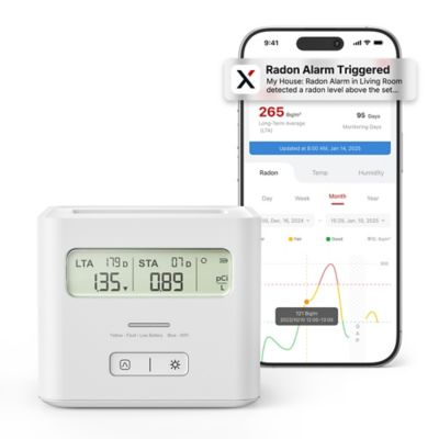 X-SENSE Smart Radon Detector with LCD Display White 2-Year Battery