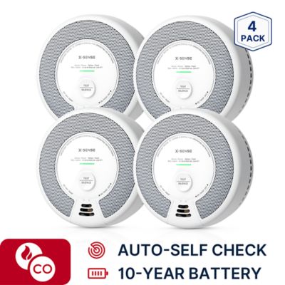 X-SENSE 10-Year Battery Smoke and Carbon Monoxide Detector with Photoelectric Sensor and LED Light, 4 pk.