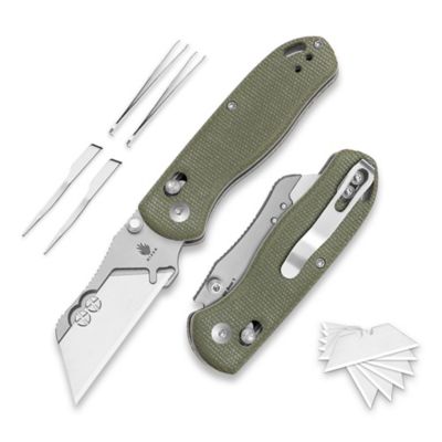 KIZER Uti Bear Folding Utility Knife, Clutch Lock, 5 pc. Razor Blades, Pocket Clip, EDC Box Cutter