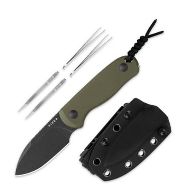 KIZER Drop Bear Fixed Blade Knife, D2 Steel Blade, G10 Handle, Hidden Tool, Kydex Sheath, Hunting Survival Knife