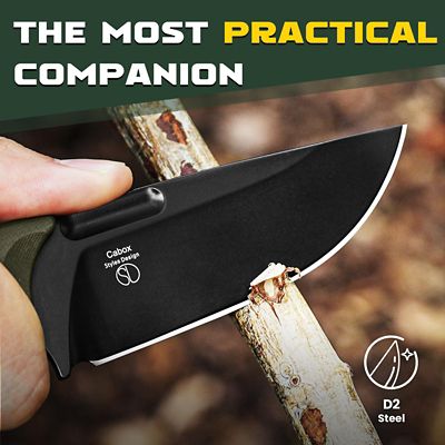 KIZER Cabox Fixed Blade Knife, D2 Steel Blade, G10 Handle, Sheath, Hunting Camping Survival Knife