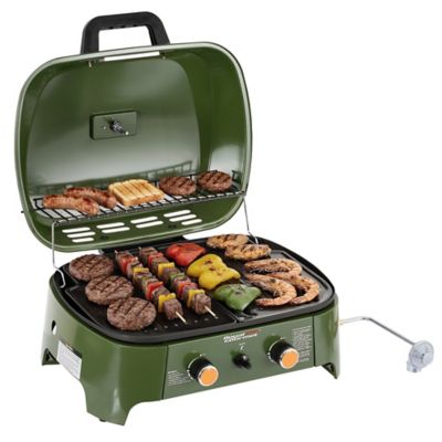 Royal Gourmet Portable 2-Burner Gas Grill, Delivers 17,000 BTU Output for Outdoor Camping, Solid Sheet Metal Legs