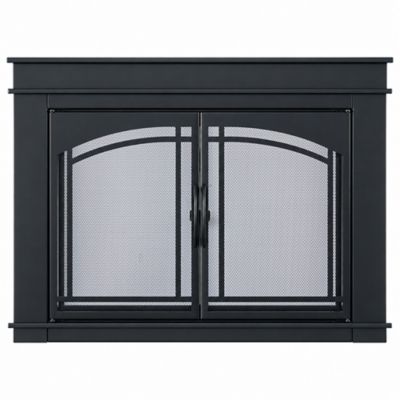 Duluth Forge Branford Fireplace Glass Doors With Screen, Medium, Black Finish, Model# BRFD-1MD