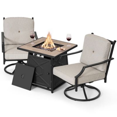 Nuu Garden 3 pc. Fire Pit Set with 2 Swivel Sofas