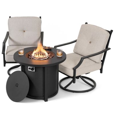 Nuu Garden 3 pc. Fire Pit Set with 2 Swivel Sofas, CSA Certified