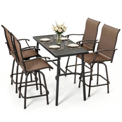 Nuu Garden Patio 5 pc. Textilene Bar Set with Umbrella Hole