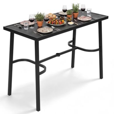 Nuu Garden Rectangular Outdoor Bar Table, Diamond Pattern Top