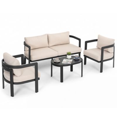 Nuu Garden 4 pc. Patio Aluminum Conversation Set, Soft Cushions