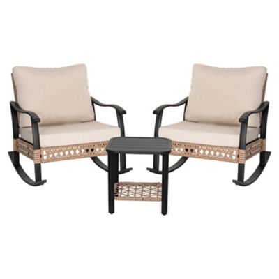 Nuu Garden 3 pc. Patio Rattan Conversation Set with Rocking Chairs