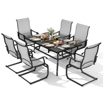Nuu Garden 7 pc. Patio Dining Set, Textilene Chairs with C-Spring Legs