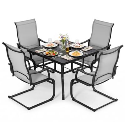 Nuu Garden 5 pc. Patio Dining Set, Textilene Chairs with C-Spring Legs