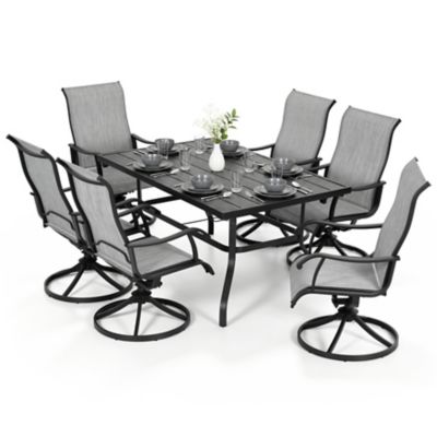 Nuu Garden 7 pc. Patio Dining Set with Textilene Swivel Chairs