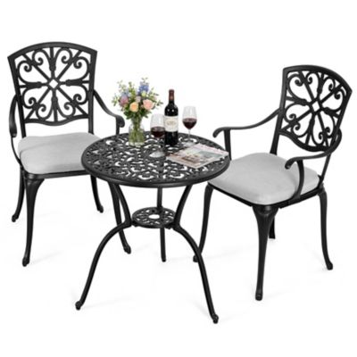Nuu Garden 3 pc. Cast Aluminum Bistro Set With Cushion
