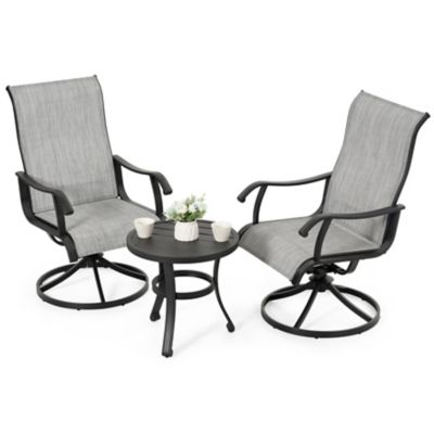 Nuu Garden 3 pc. Patio Bistro Set with 2 Textilene Chairs, 1 Side Table