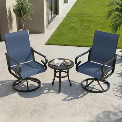 Nuu Garden 3 pc. Textilene Patio Bistro Set with Swivel Chairs, Side Table