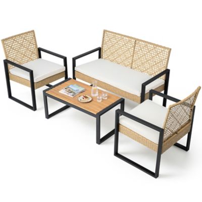 Nuu Garden 4 pc. Iron Rattan Sofa Set