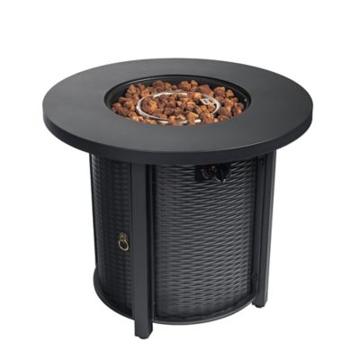 Modern Muse Propane Gas Fire Pit Table,30 in. 50000 BTU Round Steel Fire Pit for Outside Patio Deck Garden Courtyard