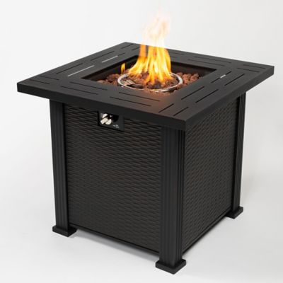 Modern Muse 28 in. Propane Gas Fire Pit Table, 50000 BTU Square Steel Fire Pit for Outside Patio Deck Garden Backyard