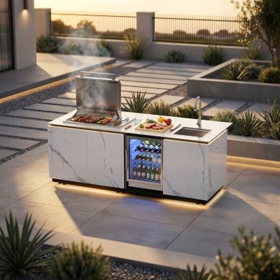 BIG HORN Ranchmaster Glacier 4 + 2 Burner Outdoor Kitchen Island
