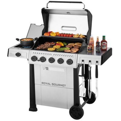 Royal Gourmet 5-Burner Gas Grill with Side Burner in Silver, 72,000 BTU, 658 Sq. In. Cooking Area, Electronic Ignition
