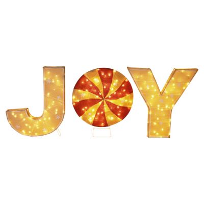 Veikous Outdoor Mesh Fabric JOY with Lights, Decorations for Patio Yard