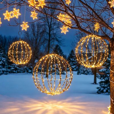 Veikous 3 pk. Wire Ball Christmas Yard Decoration with Light