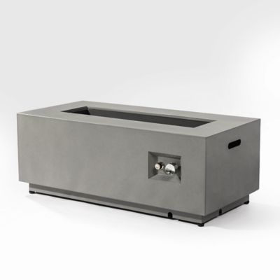 Modern Muse 42 in. 2 pc. Propane Gas Fire Pit Table, 50000 BTU, Rect, Steel, Glass Guard, Outdoor