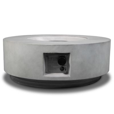 Modern Muse 30 in. Propane Gas Fire Pit Table, 50000 BTU Round Concrete Fire Pit for Outside Patio Deck Garden Backyard