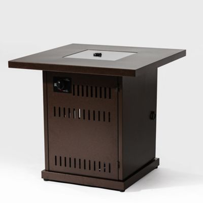 Modern Muse 28 in. Propane Gas Fire Pit Table, 50000 BTU Square Steel Fire Pit for Outside Patio Deck Garden Courtyard, Brown