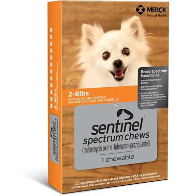 Sentinel Spectrum Flea and Worm Chews for Dogs, 2 to 8 lb.,1 Month at ...