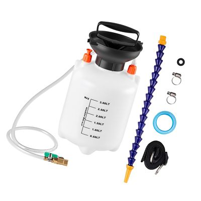 Trustmade Transmission Fluid Pump, 3L Manual Fluid Transfer Pump with 47 in. Hose & HDPE Tank, PTFE Tape, for Cars, Boats