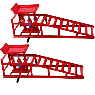 Trustmade 5 Ton Hydraulic Car Service Ramps, Auto Car Truck Garage Lift, Automotive Repair Frame, 2 pk., Red