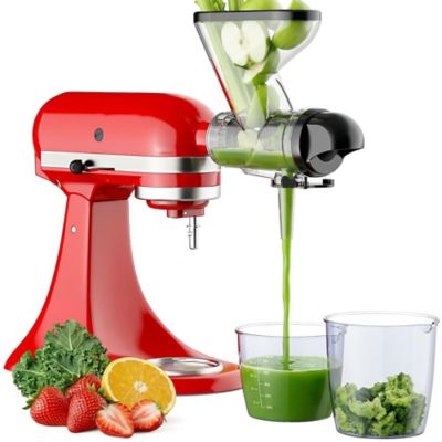 Teamson Select Slow Masticating Cold Press Juicer Attachment with Dual Feed Chute and Automatic Pulp Separation