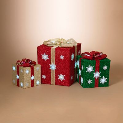 Gerson International Collapsible Gift Boxes Lighted Set of 3, Large, 23.5 in. L