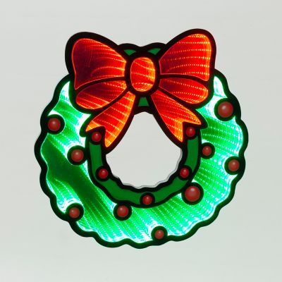Gerson International UL Electric Hanging Christmas Wreath Infinity Mirror 18.3 in. D