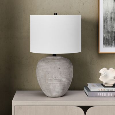 Hudson&Canal Shira 23 in. Tall Ceramic Table Lamp with Fabric Shade, Cool Terracotta/White