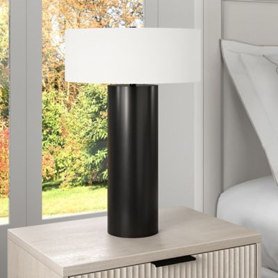 Hudson&Canal Wells Table Lamp with Fabric Shade, 24 in.
