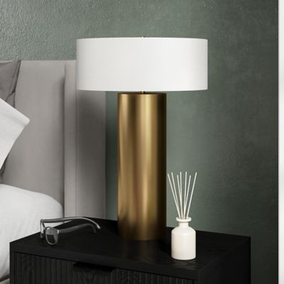 Hudson&Canal Wells Table Lamp with Fabric Shade, 24 in.