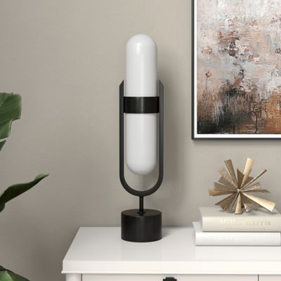 Hudson&Canal Blair Pill-Shaped Table Lamp with Milk Glass Shade