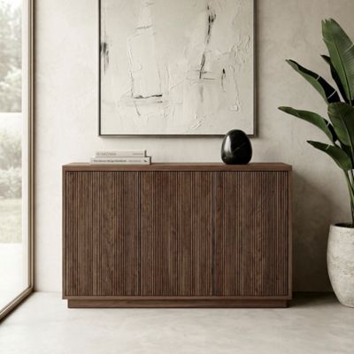 Hudson&Canal Alston 48 in. Wide Rectangular Fluted Buffet Table, Satin Walnut
