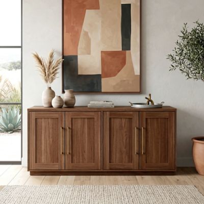 Hudson&Canal Tillman 68 in. Rectangular Buffet Table, Satin Walnut