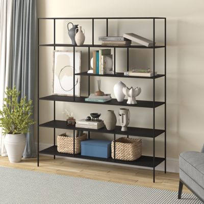 Hudson&Canal Whitmore 72 in. Tall Rectangular Bookcase in Blackened Bronze