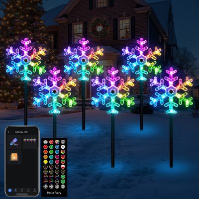 Avatar Controls Set of 6 Smart Christmas Snowflake Pathway Lights Multicolor Changing