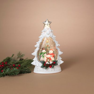 Gerson International Spinning Water Globe Christmas Tree with Scene & Timer 12.25 in. H