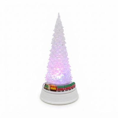 Gerson International Musical Christmas Tree Light with Running Train & Timer 13.8 in.
