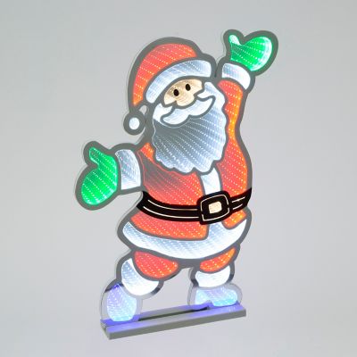 Gerson International UL Electric Standing Santa Infinity Mirror Light 23.46 in.