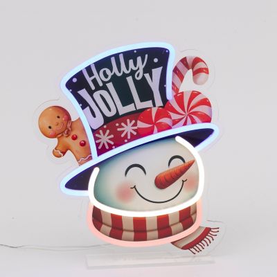 Gerson International USB Electric Neon Lighted Acrylic Snowman Head 13.3 in.
